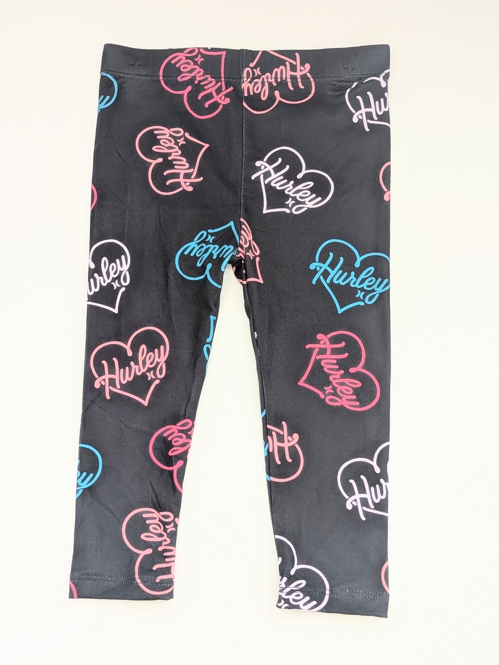 NWOT Hurley Baby (24 Months) Colorful Logo Hearts Leggings w/Elastic Waist
